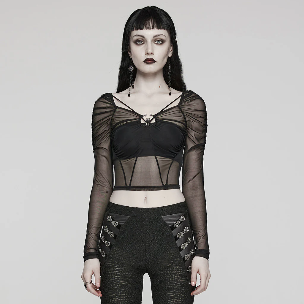 2024 Goth Long Sleeve Mesh T-Shirt
