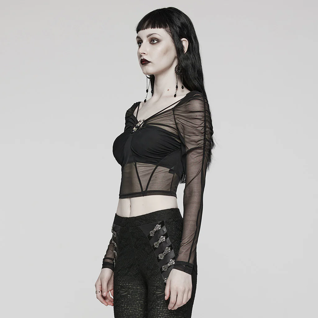 2024 Goth Long Sleeve Mesh T-Shirt - Image 2