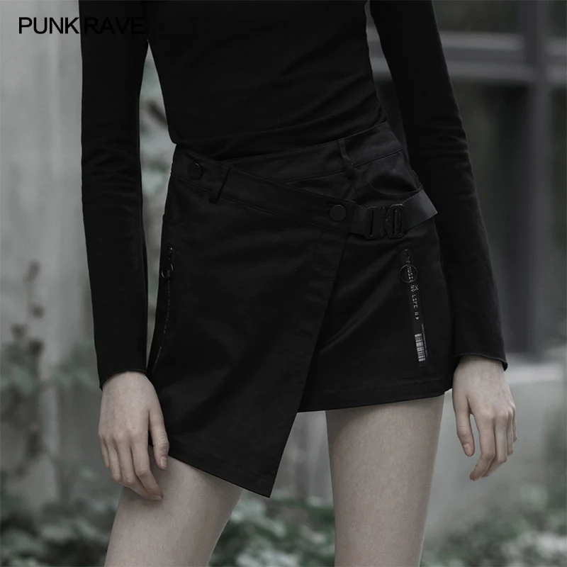 Asymmetrical tailored inclined placket zipper skirt