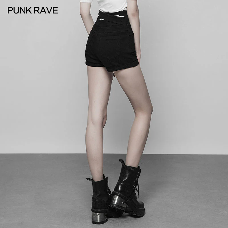 Back Cross Hollow Denim Tight Shorts Pants For Women - Image 3