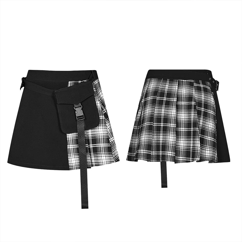 Black and white stitching pliad detachable waist-tail skirt - Image 5