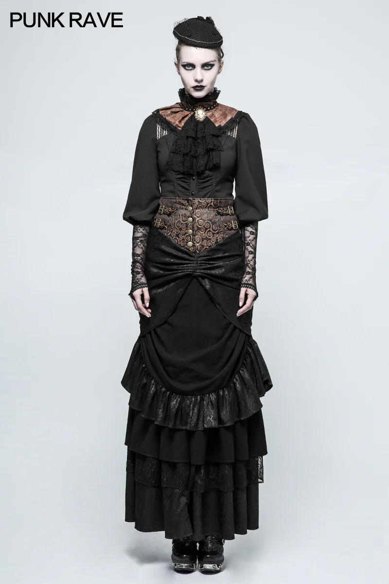 Black Dual-use Lace Punk Accessories Necktie For Women - Image 11