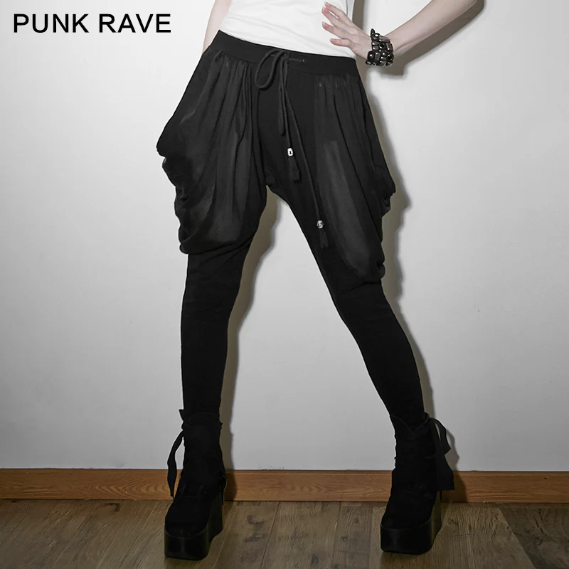 Black Knight Soft Chiffon Harem Punk Pants - Image 2