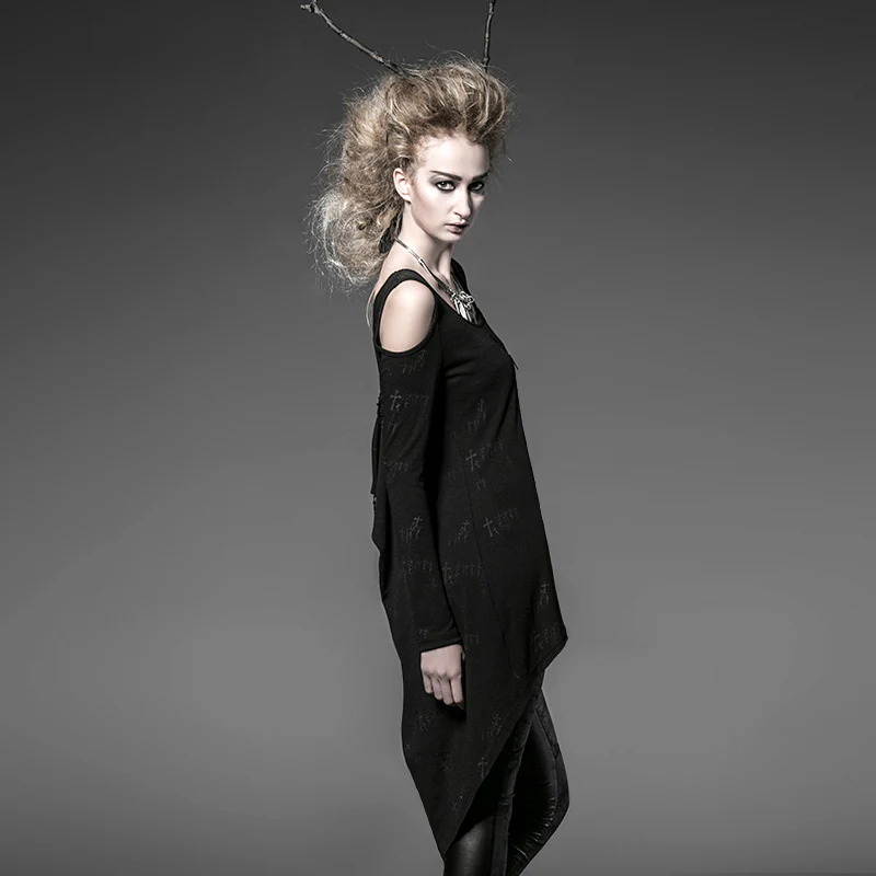 Black Long Loose Soft High-elastic Knitting Punk T-shirts For Women - Image 2