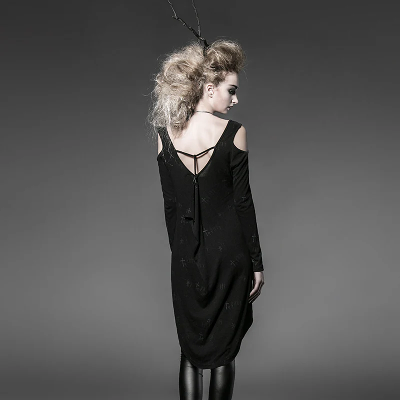 Black Long Loose Soft High-elastic Knitting Punk T-shirts For Women - Image 3