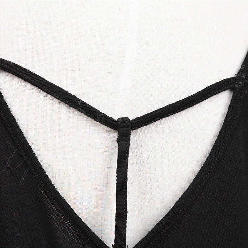Black Long Loose Soft High-elastic Knitting Punk T-shirts For Women - Image 5