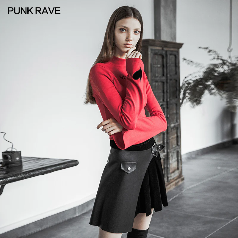 Black Pleated Stitching Half Skirt - Image 2