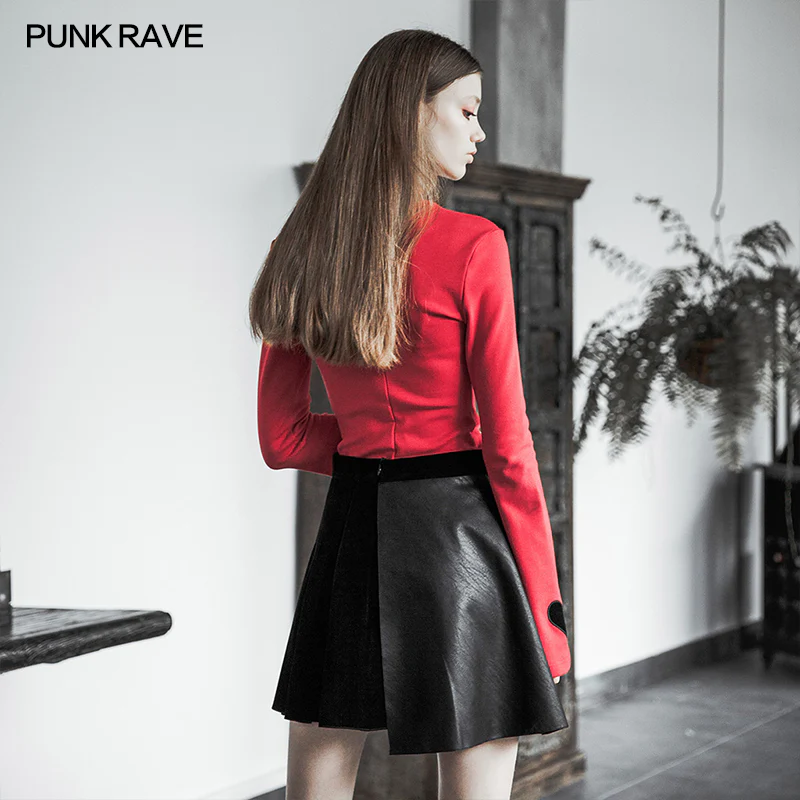 Black Pleated Stitching Half Skirt - Image 3