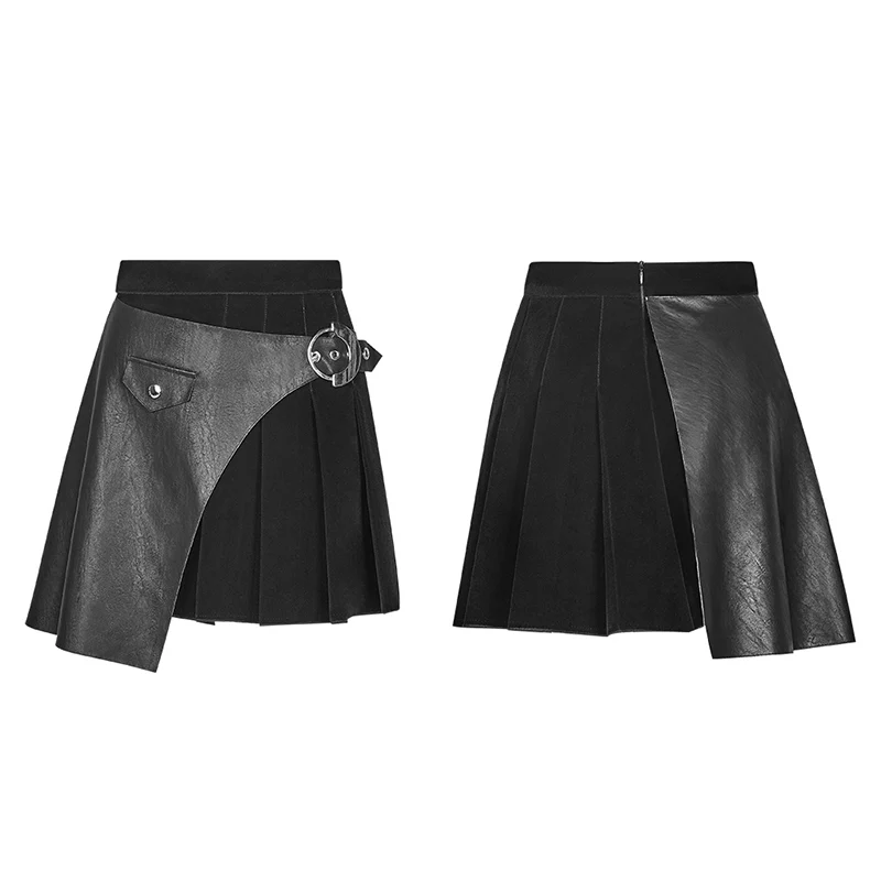 Black Pleated Stitching Half Skirt - Image 4