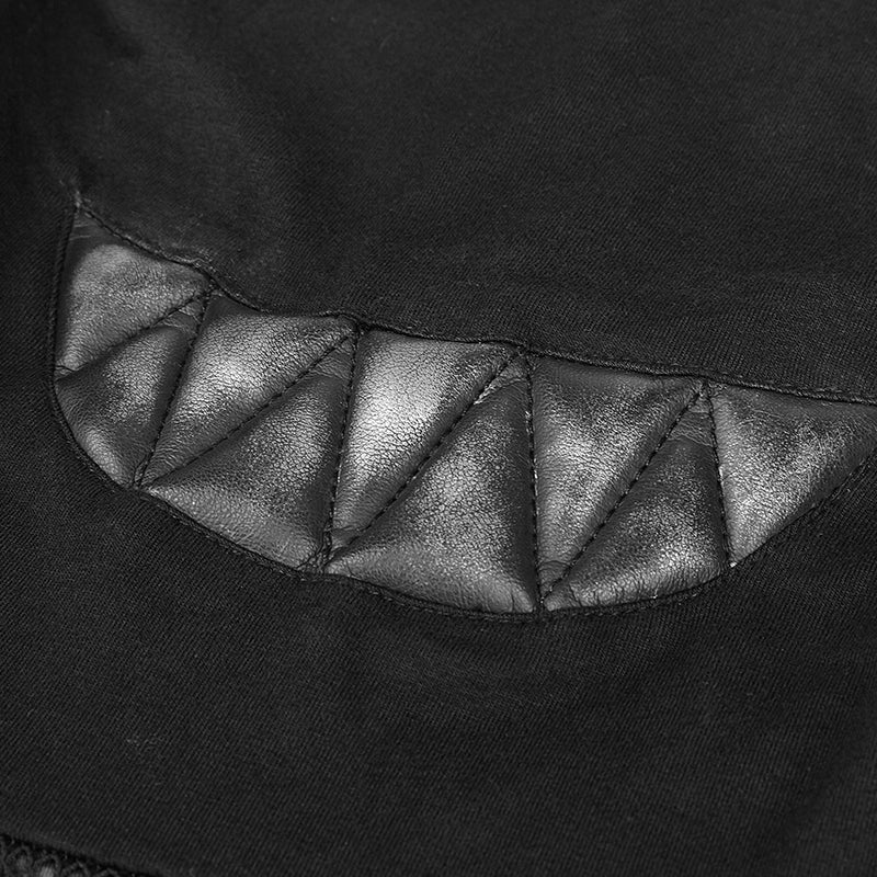 Black Rivets Puff Printing Knitted Collar Men Sleeveless Punk Vest - Image 5