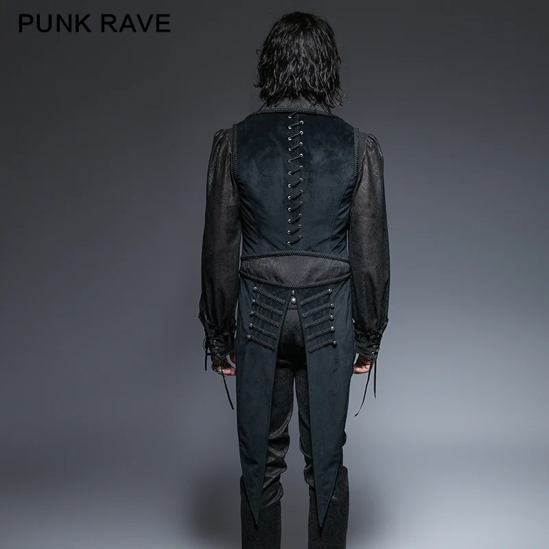 Blue Long Gorgeous Tuxedo 100% Polyester Gothic Coat - Image 3