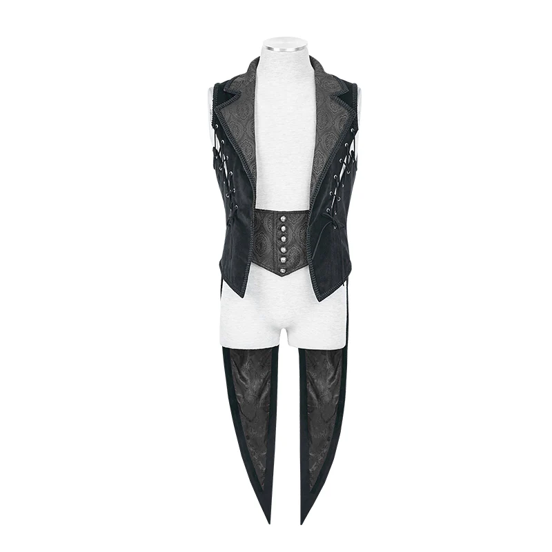 Blue Long Gorgeous Tuxedo 100% Polyester Gothic Coat - Image 4