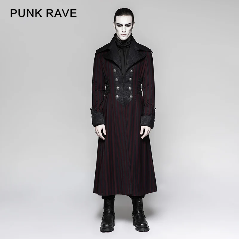 Branded Classical Extra Long Men Striped Punk Coat - Image 6
