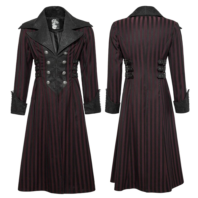 Branded Classical Extra Long Men Striped Punk Coat - Image 9