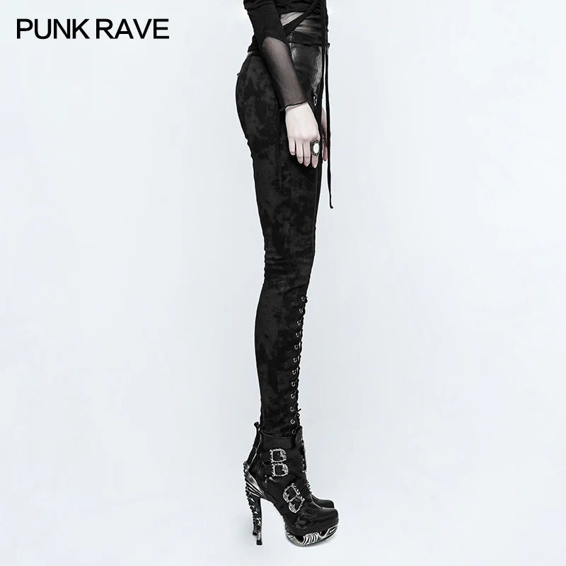 Cloud Patterns Punk Pants Leggings With Eyelet Drawstring - Image 2