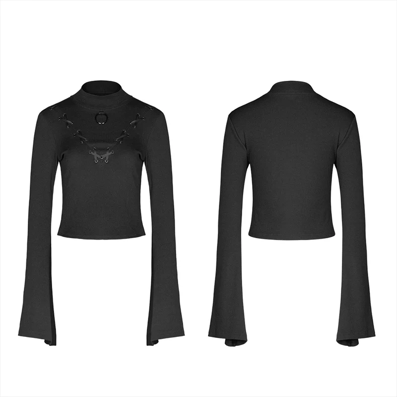 Collar V-neck division tied with rope knit top - Image 4