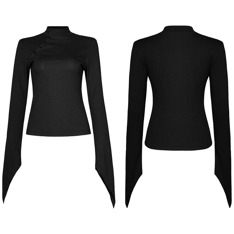 Collor padded shoulders Slim long sleeve t-shirt - Image 4
