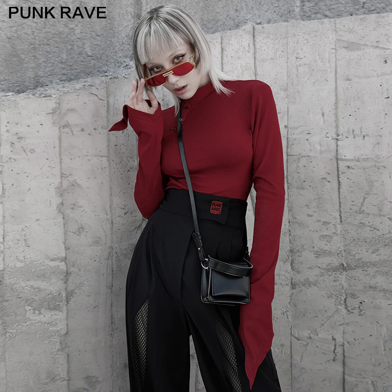 Collor padded shoulders Slim long sleeve t-shirt - Image 6