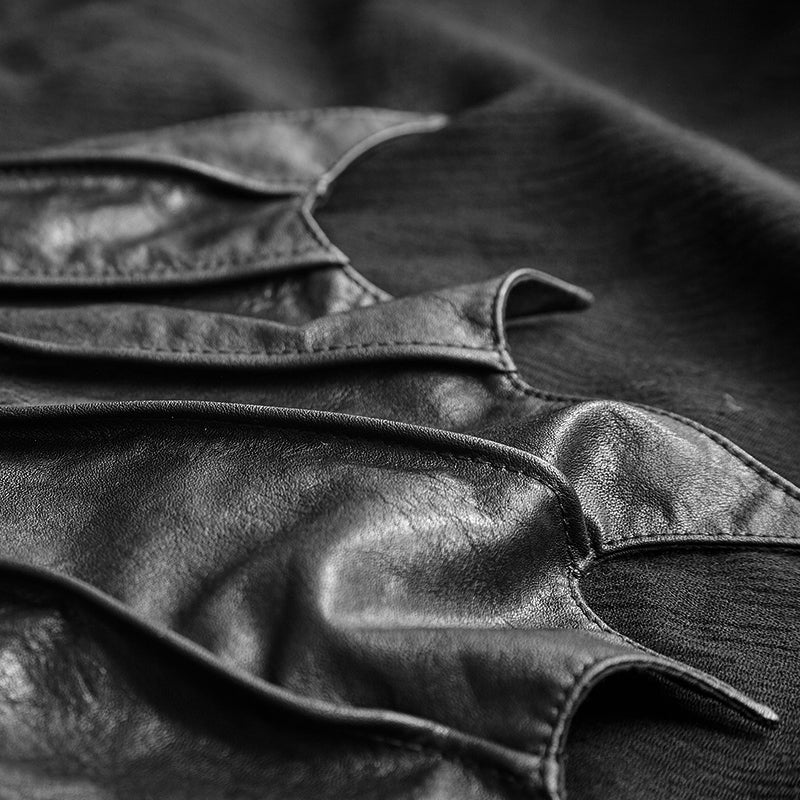 Comfortable Black Bats Punk Jacket With Double Zippers - Image 5