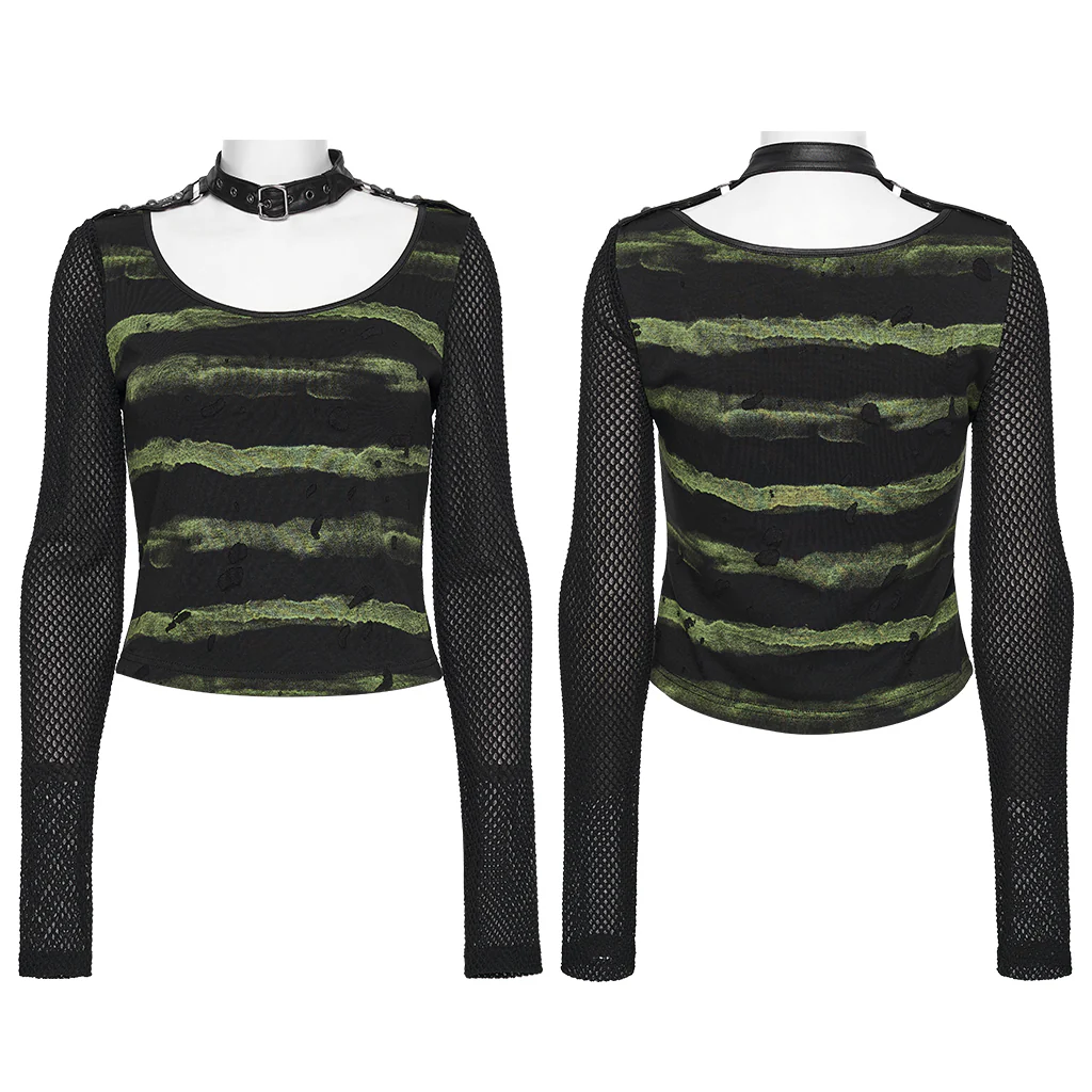 Cool Striped Tattered Punk T-shirt - Image 5