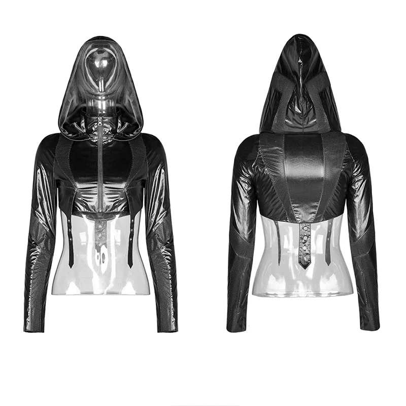 Cosmic Warrior Glossy Hollow Detachable Hem Medium-length Coat - Image 9