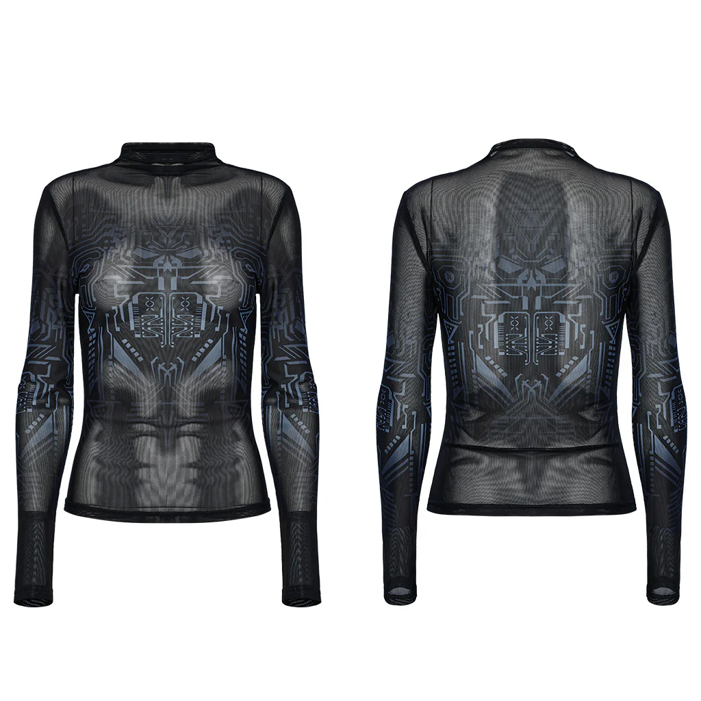 Cyber Skull Gradient Printed T-shirt - Image 5