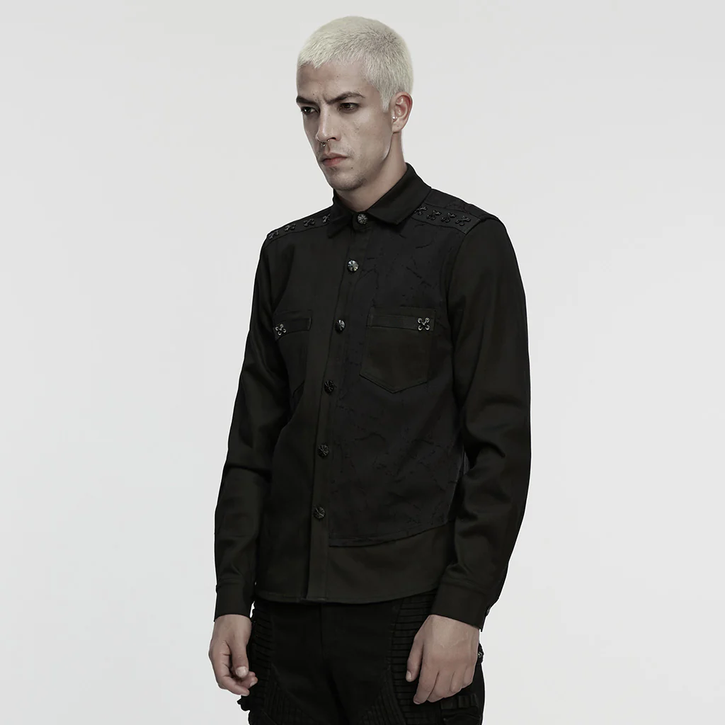 Cyberpunk Splicing Shirt For Men - Image 3
