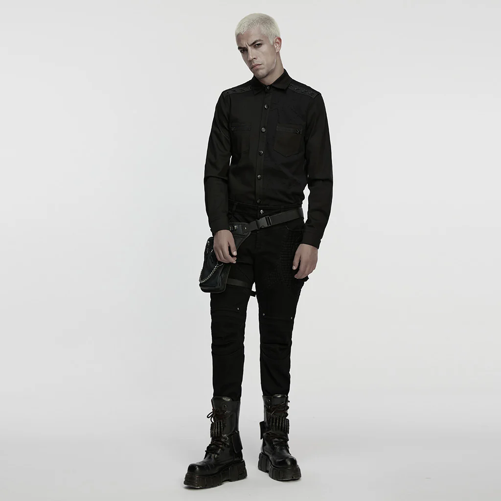 Cyberpunk Splicing Shirt For Men - Image 5
