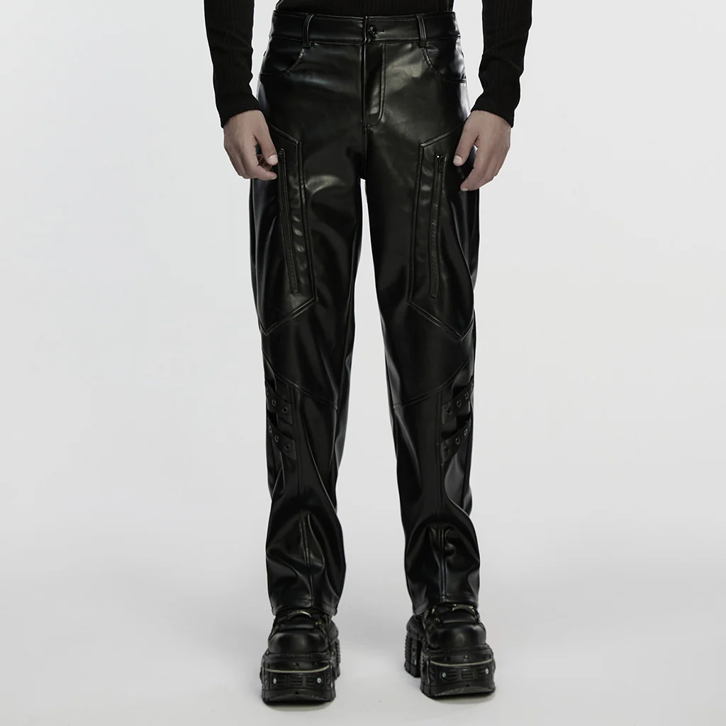 Cyberpunk straight leather pants