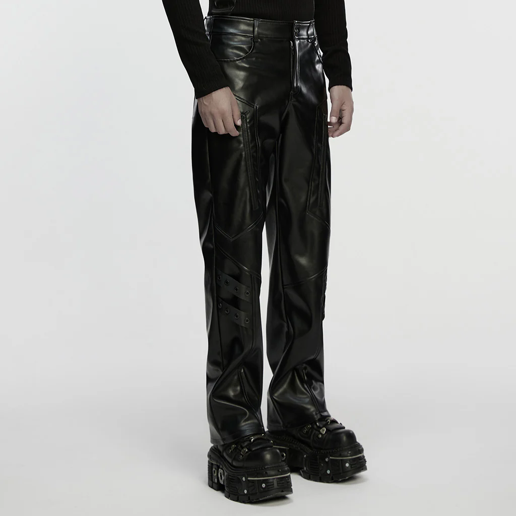 Cyberpunk straight leather pants - Image 3