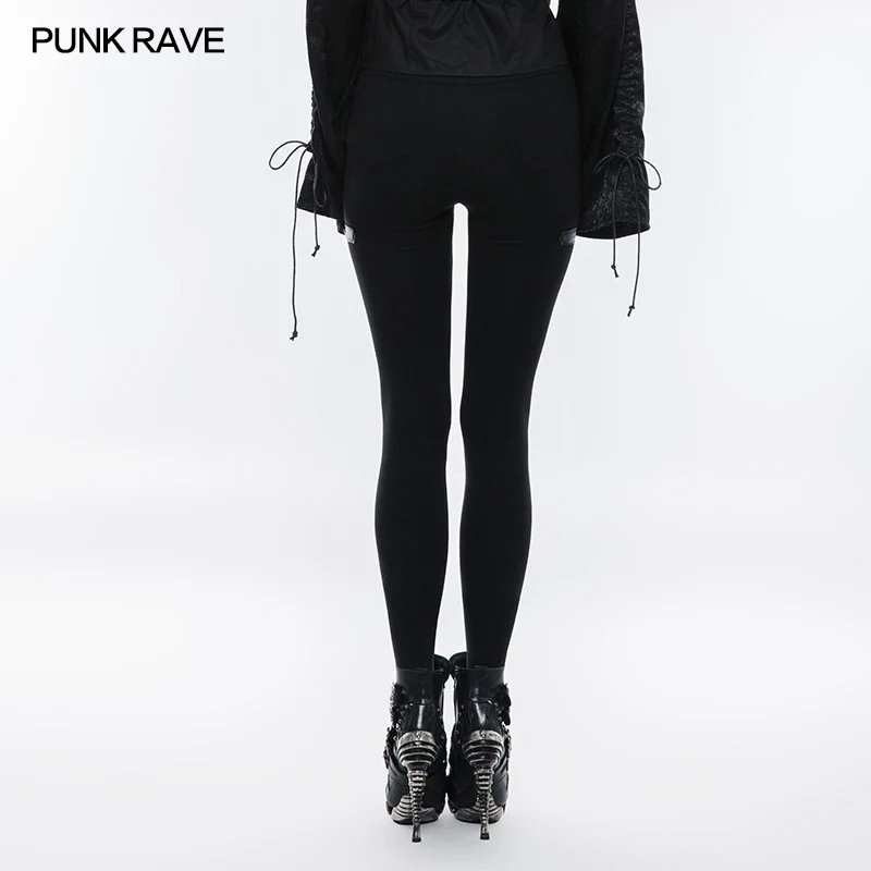 Daily Punk Pants Hollow-out Stretchy Leggings - Image 3