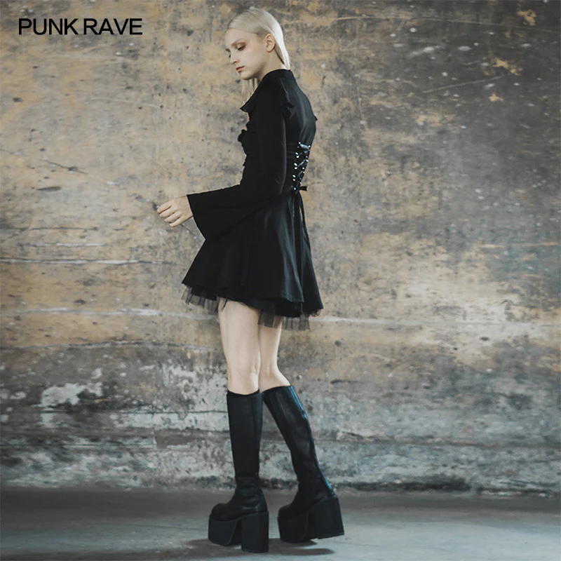 Dark falbala lashing back dress - Image 2