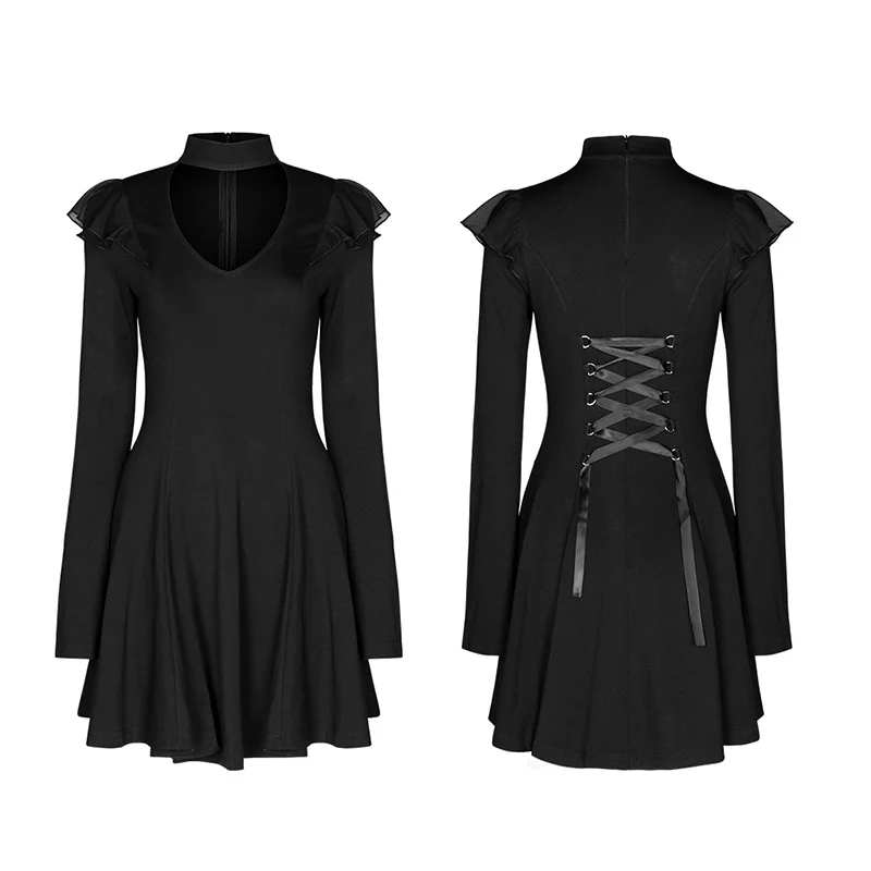 Dark falbala lashing back dress - Image 4
