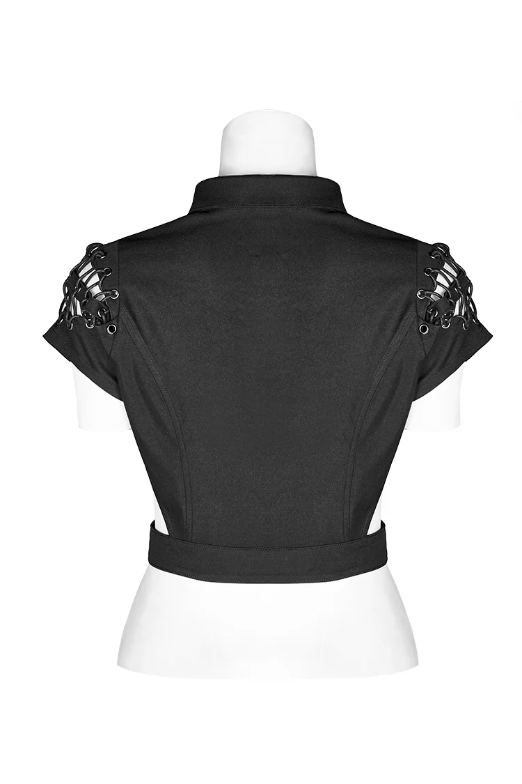 Dark Girl Hollow-out Metal Zipper Shirt - Image 5