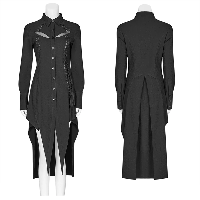 Dark Punk Irregular Long Shirt - Image 4
