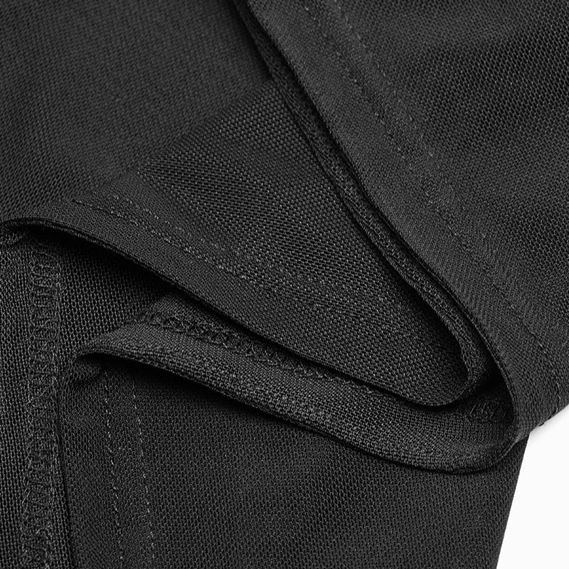 Dark Sexy V Collar Chiffon Mesh Stitching Short Punk Coat With Hood - Image 5