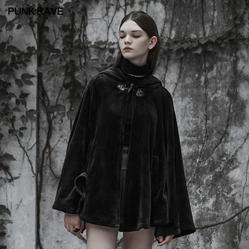 Dark Velvet Embroidered Cloak Jacket With Moon Design - Image 3