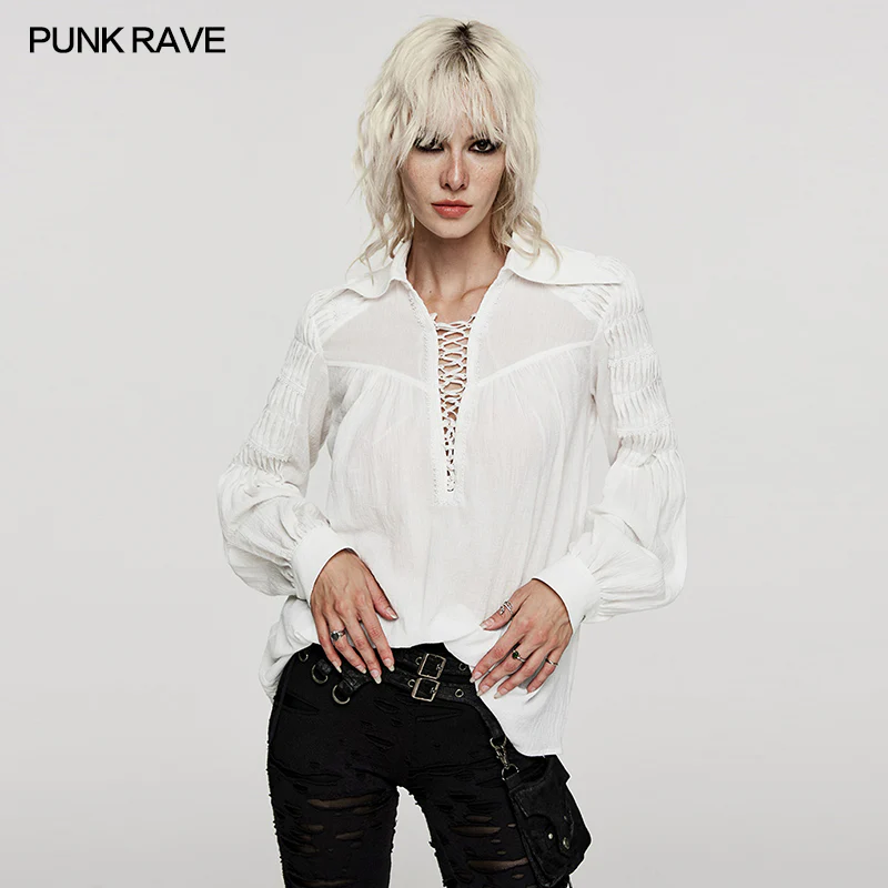 Deep V-neck Goth Shirt - Image 8