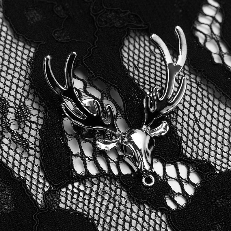 Deer pattern brooch decoration Hood cape style lace coat - Image 5