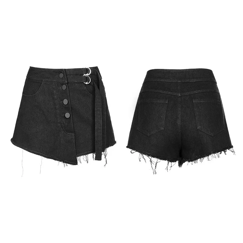 Double Belt Row Buckle Punk Fake Half Skirt - Image 4