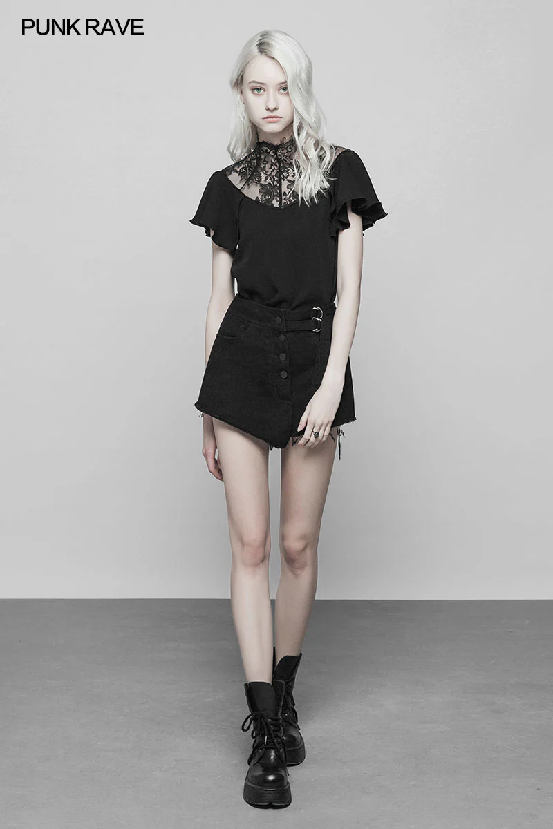Double Belt Row Buckle Punk Fake Half Skirt - Image 6