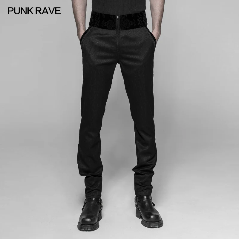 Dracula Gothic Pants Dark Stripes Trousers With Velvet Print Waistband