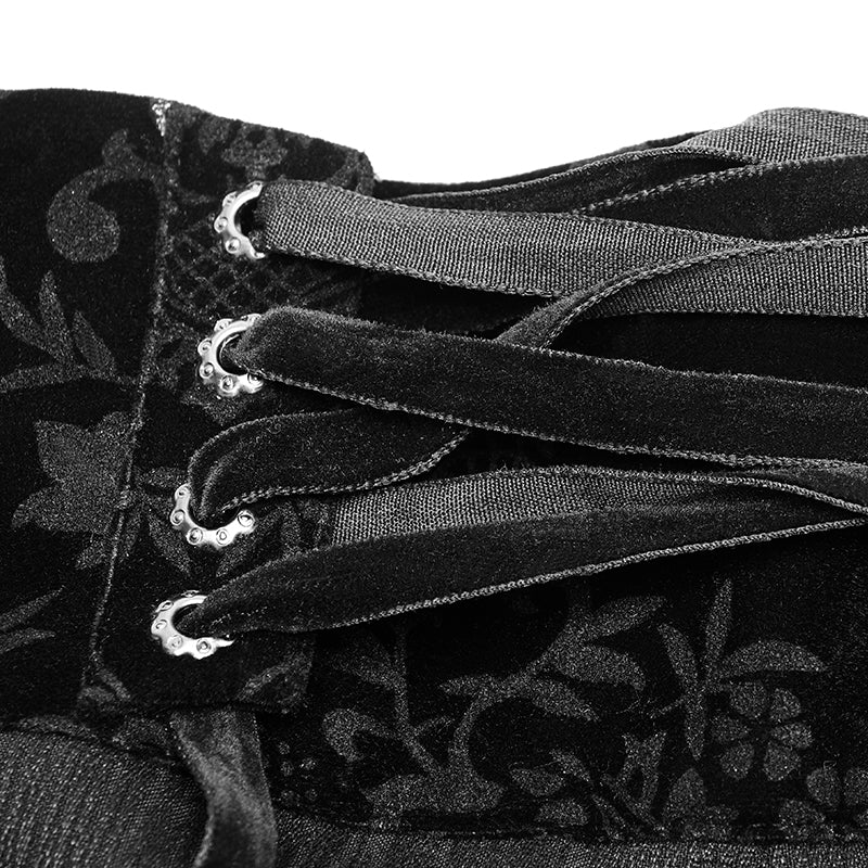 Dracula Gothic Pants Dark Stripes Trousers With Velvet Print Waistband - Image 4