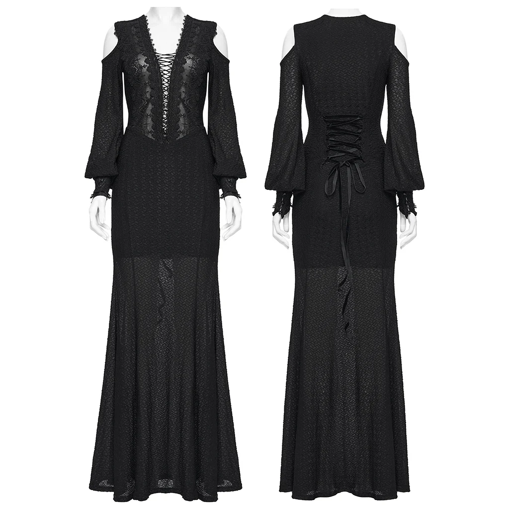 Elegant Goth Sheer Dress - Image 4