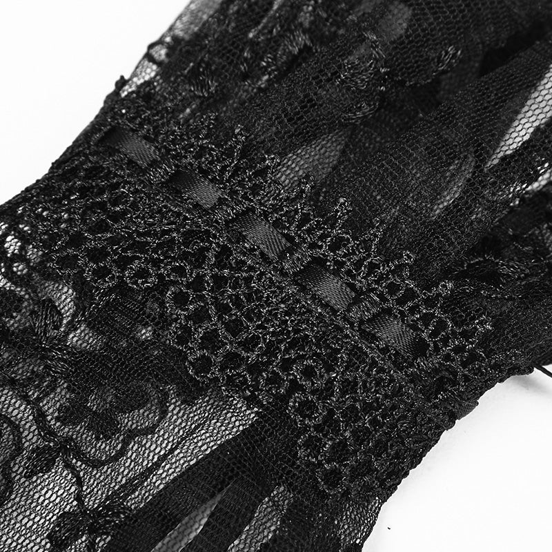 Elegant Gothic Accessory Lace Gloves With Cuff Split Design - Image 5