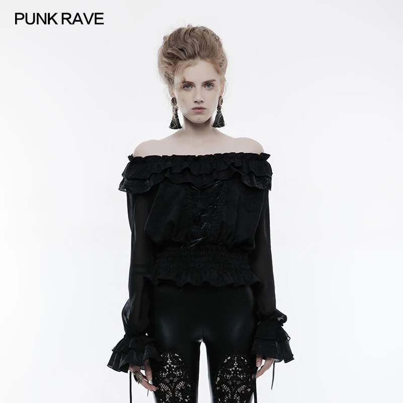 Embossed Fabric Gothic T-shirt Gorgeous Elastic Top