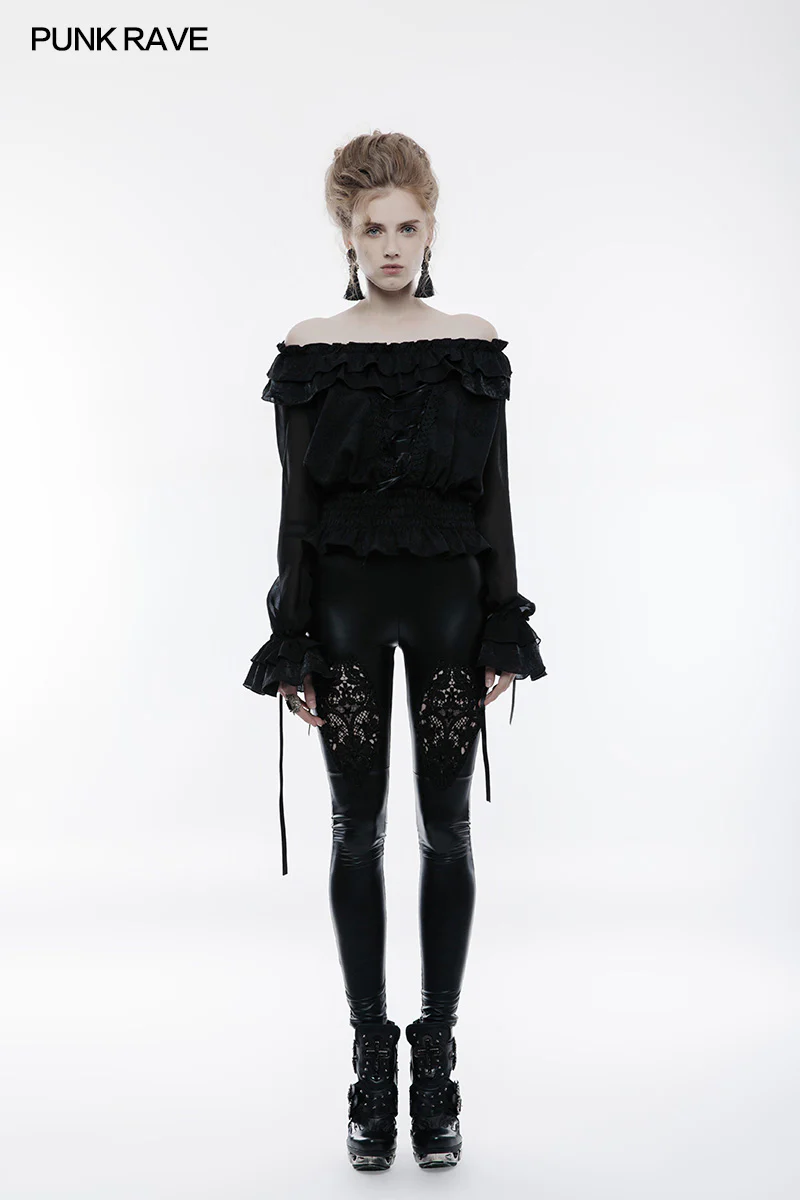 Embossed Fabric Gothic T-shirt Gorgeous Elastic Top - Image 6
