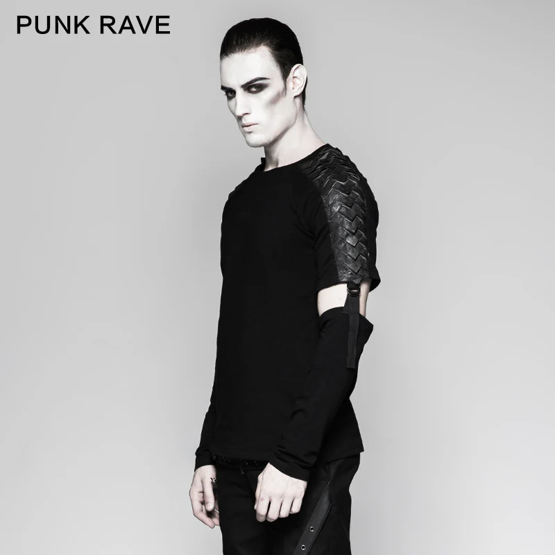 European Style Detachable Sleeves Cotton Punk T-shirts - Image 2