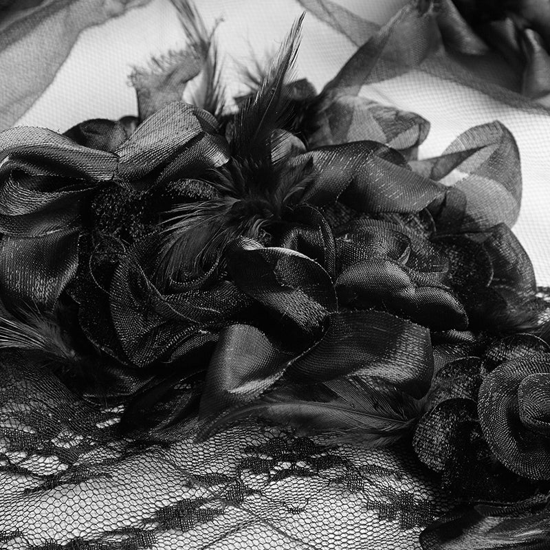 Exquisite Lace Gothic Accessories 3d Flower Gorgeous Veil With Flowing Mesh - Image 5