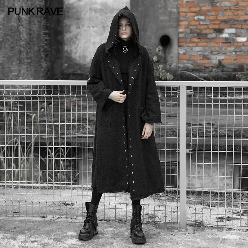 Eyelet Dark Burrs Loose Long coat (with belt)